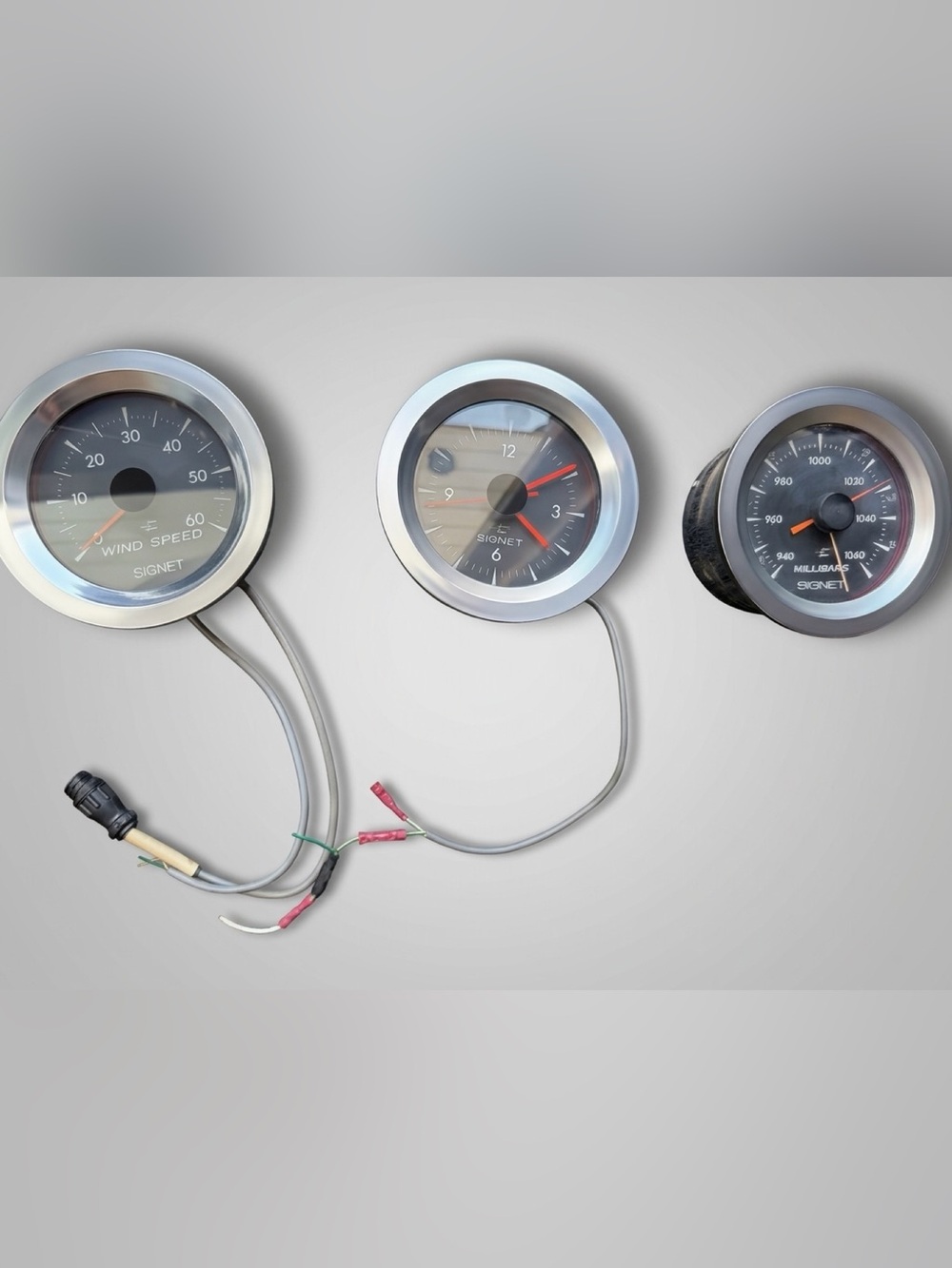 VINTAGE SIGNET SCIENTIFIC MARINE HELM GAUGES – SET OF 3